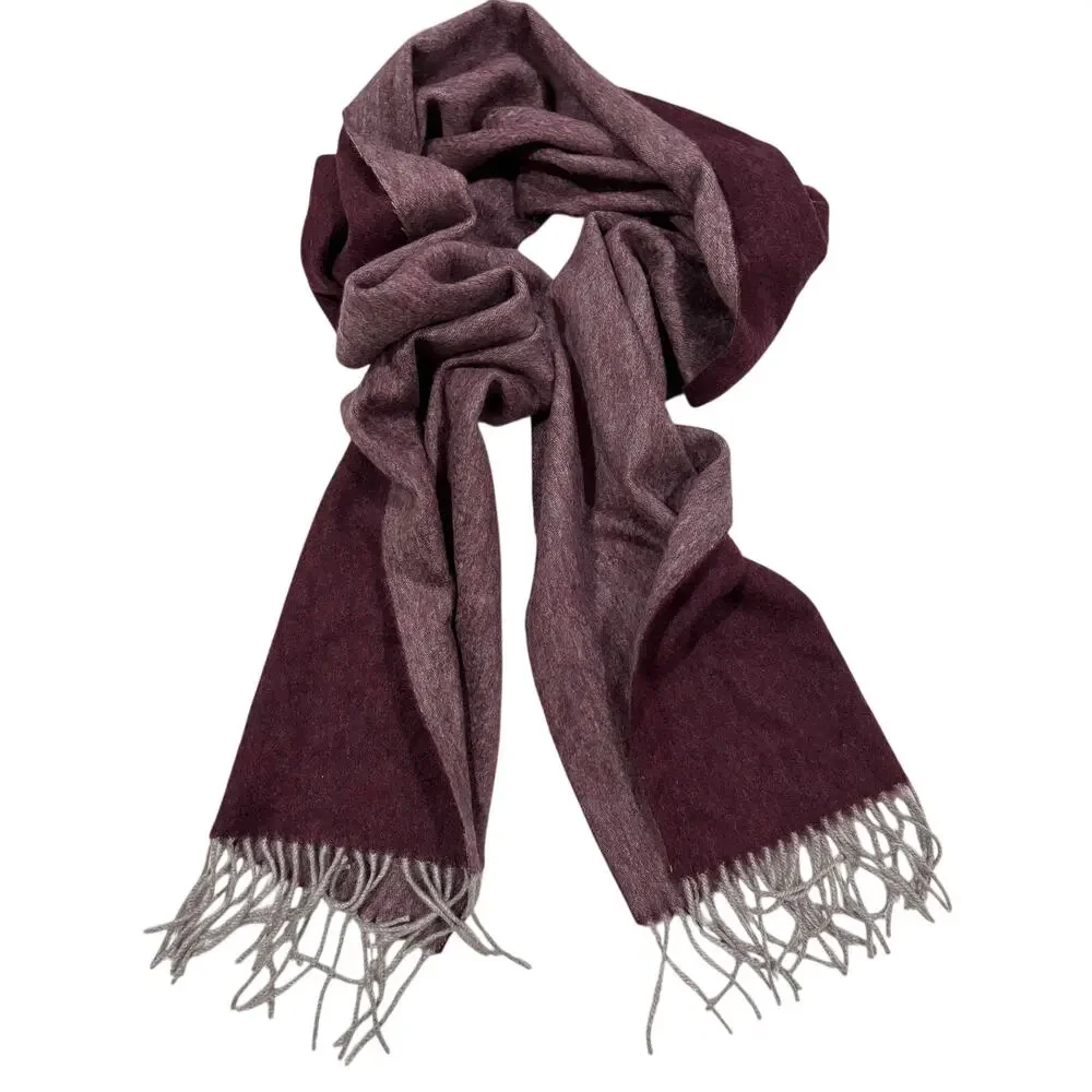 15-97(1) QI NWT 100% Cashmere Fringe Scarf Maroon 36